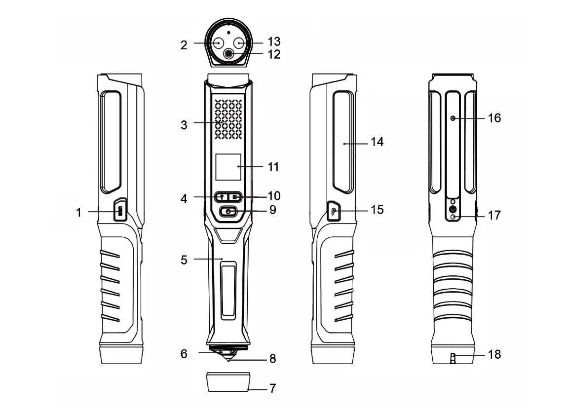 Breath-alcohol-tester-analyzer-baton-function-button