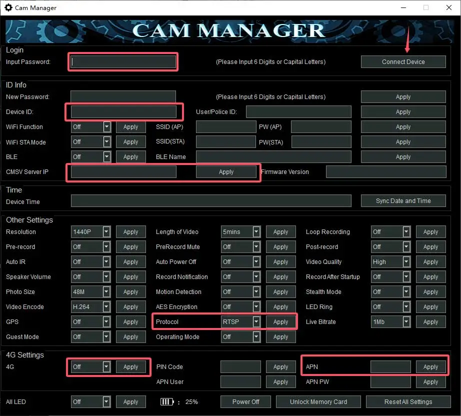How to set 4G LTE live streaming body camera function