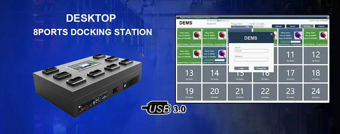 8ports Docking station NVS10-C for body worn camera to upload data and charging